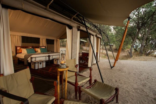 Great Plains Selinda Pioneers Camp Guest Tent Bedroom at Explorers Camp.