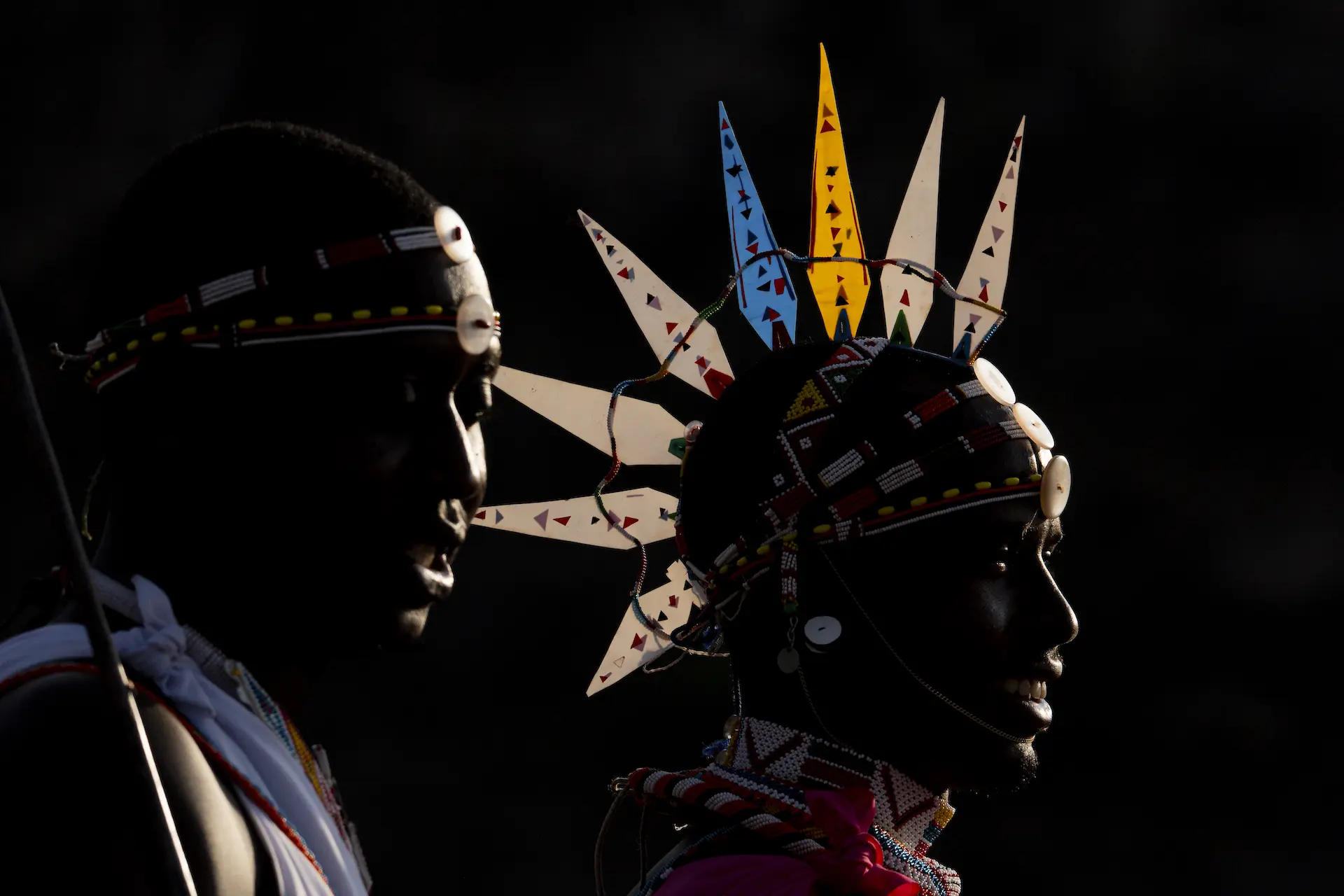 Samburu warriors in profile