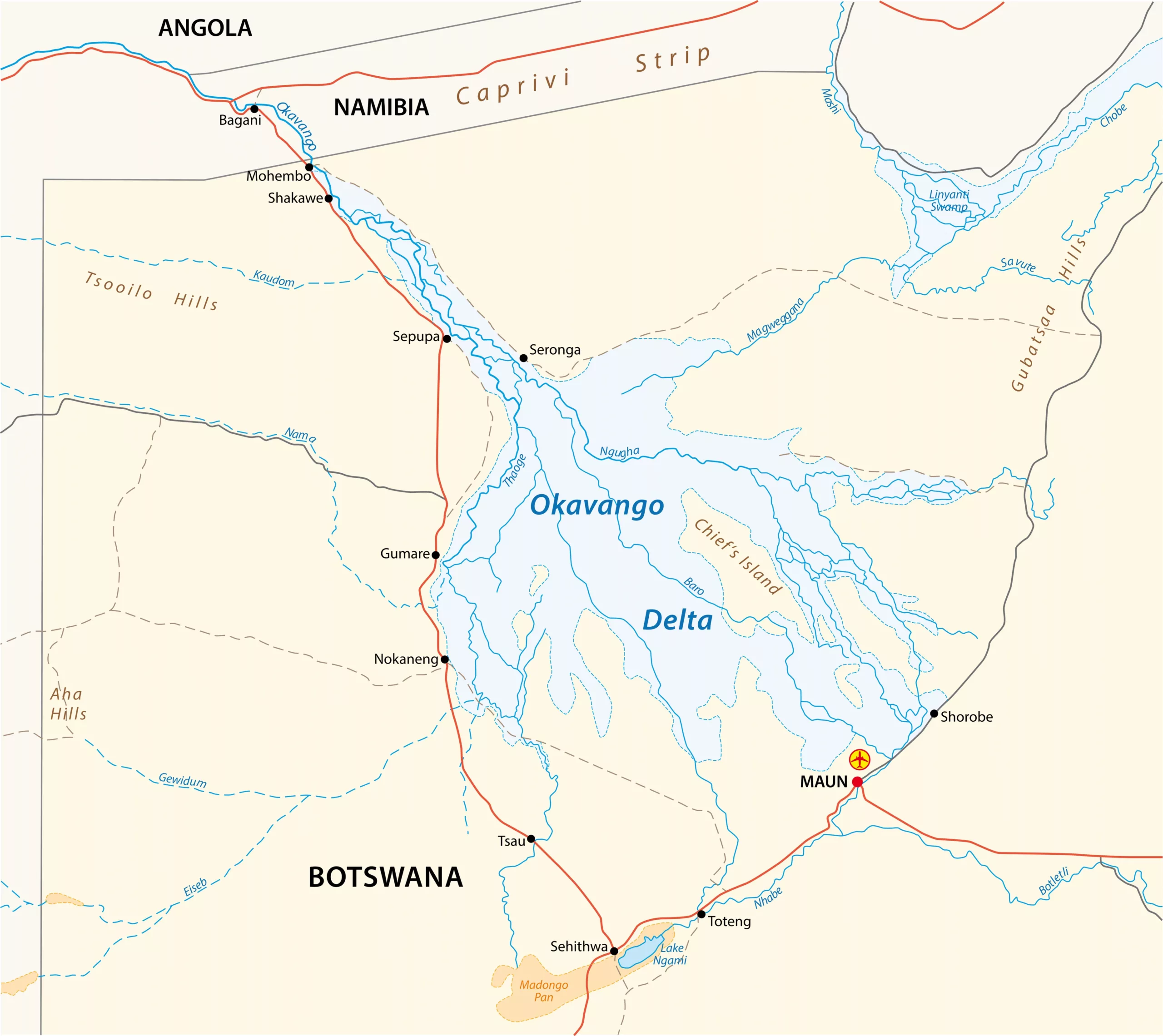 Map of the Okavango Delta