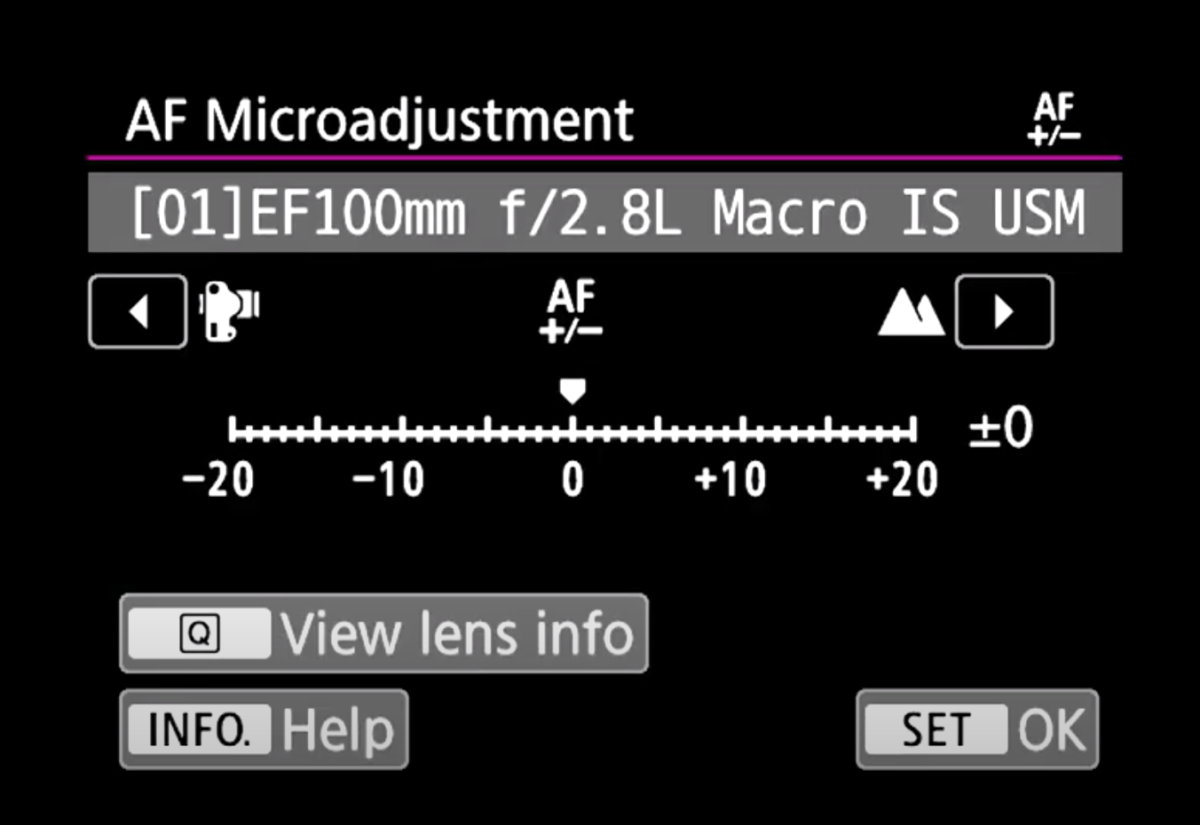 af microadjustment lens ajust