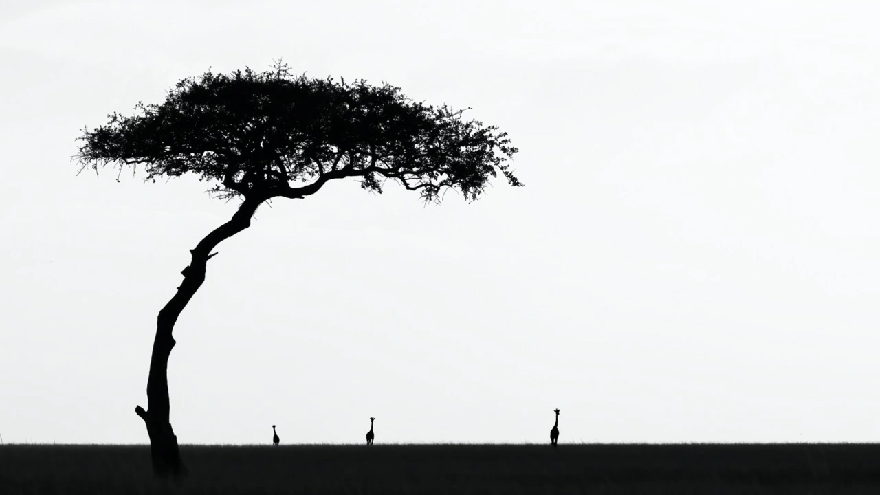 danielle carstens black white silhouette William Steel - Dramatic Skies and Giraffe