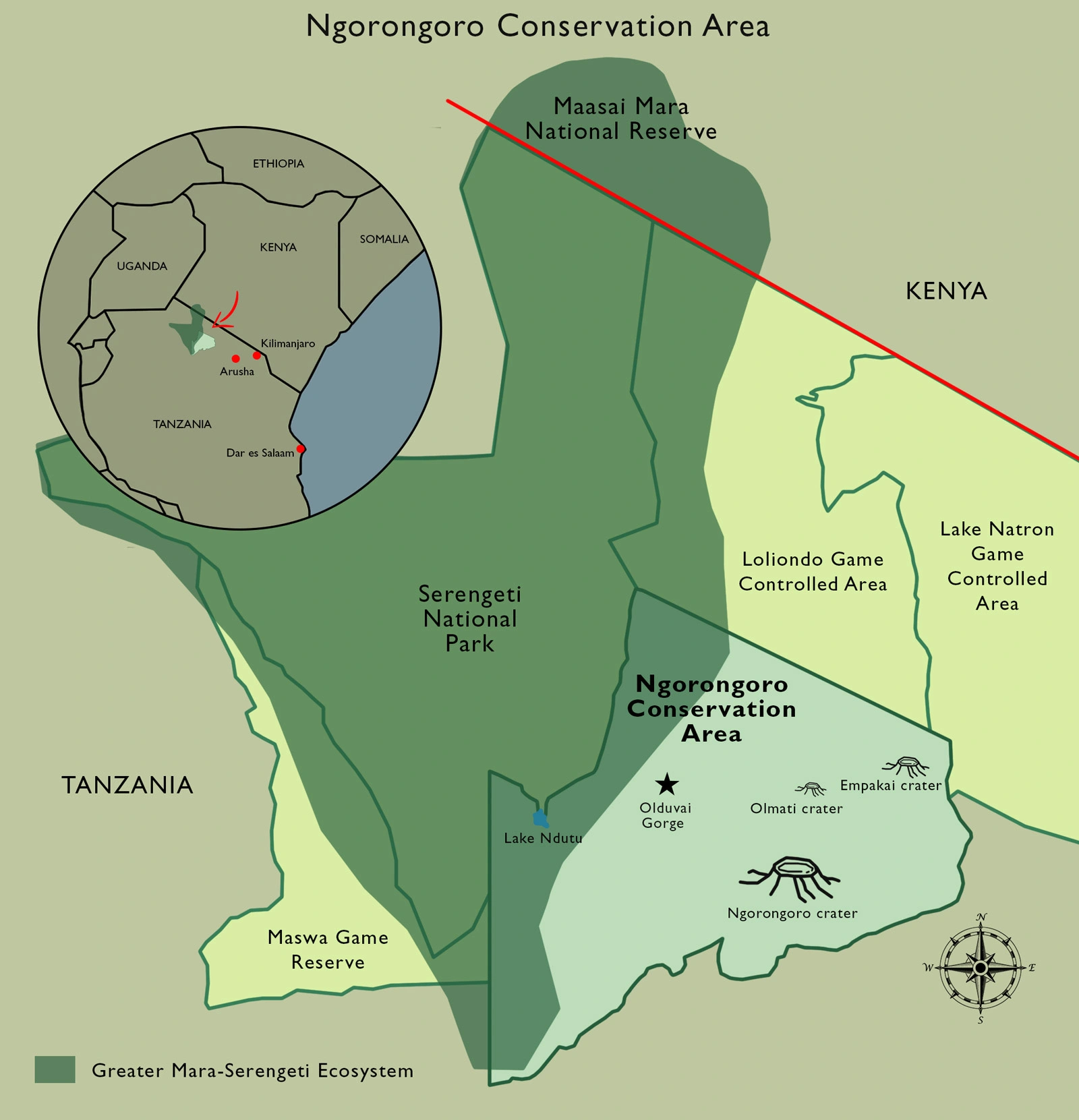 ngorongoro conservation area map Ngorongoro Conservation Area Map
