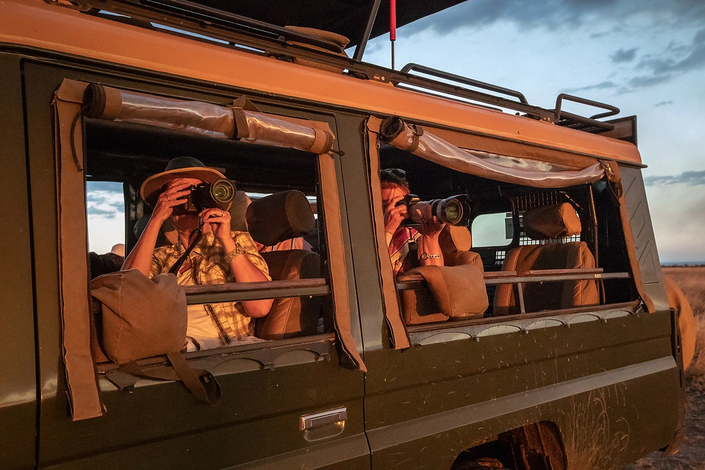Stabilised Photographic Equipment on a Masai Mara Game Drive Vehicle