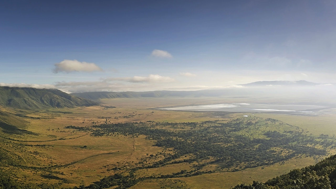 Ngorongoro Crater aerial view Ngorongoro Crater aerial view